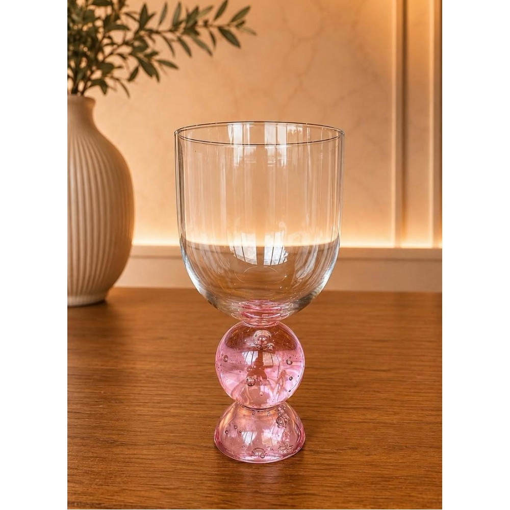 Taça de Vidro Bubblê Dupla Rosa