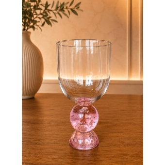 Taça de Vidro Bubblê Dupla Rosa