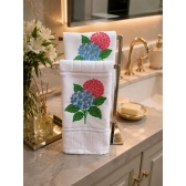 Kit com 2 toalhas de Lavabo Bordadas Hortênsias
