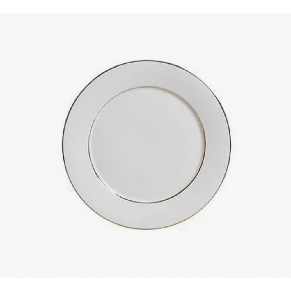 Prato Sobremesa Branco Filete Dourado