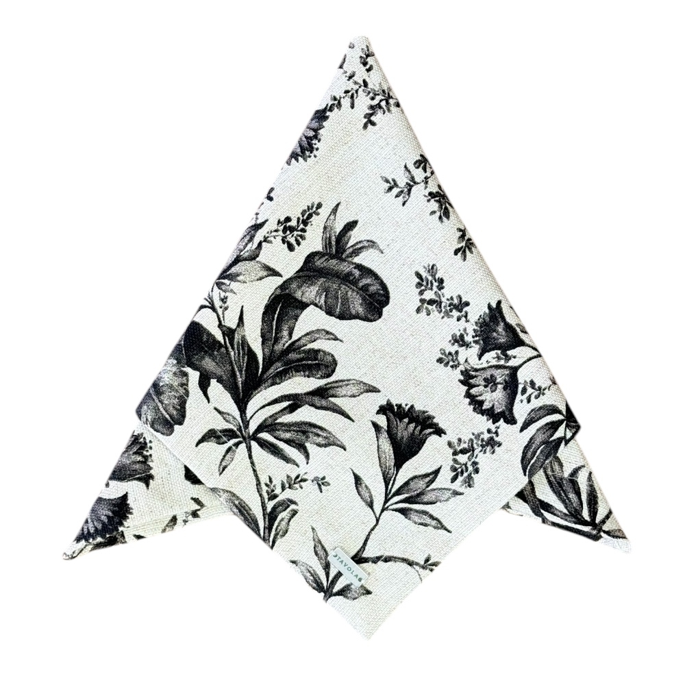 Guardanapo de Linho Floral Preto