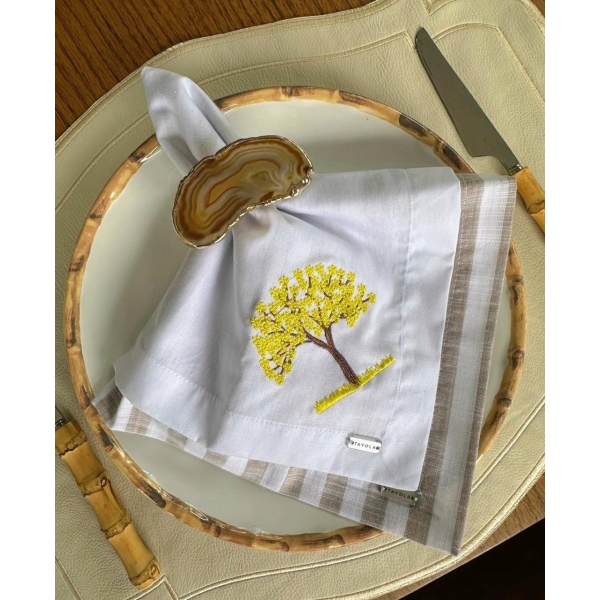 Guardanapo de Algodão Bordado Ipê Amarelo