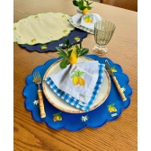 Lugar Americano Impermeável Azul Royal com Bordado de Limão Siciliano