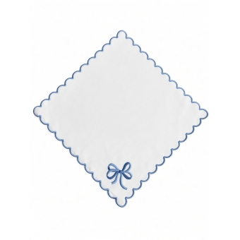 Kit 4 Guardanapos Coquetel Bordado Laço Azul