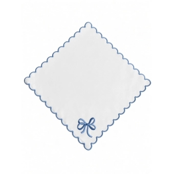 Kit 4 Guardanapos Coquetel Bordado Laço Azul