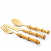 Conjunto de Talheres 12 peças Gold em Bambu Natural