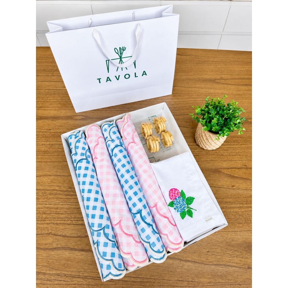 Kit 4 Lugares Coleção Quadriculados Dupla Face
