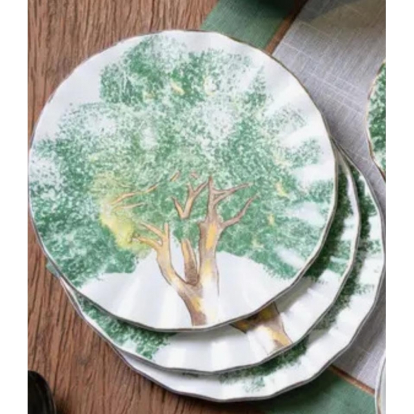 Prato de Sobremesa Ipê Verde Filete Dourado