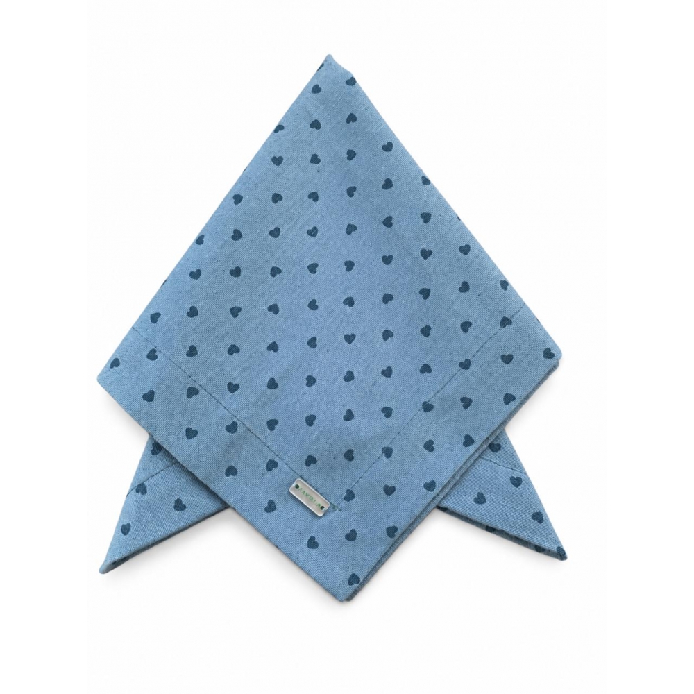 Guardanapo de Linho Azul com Corações
