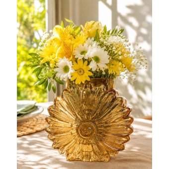 Vaso Vidro Flor Amarela