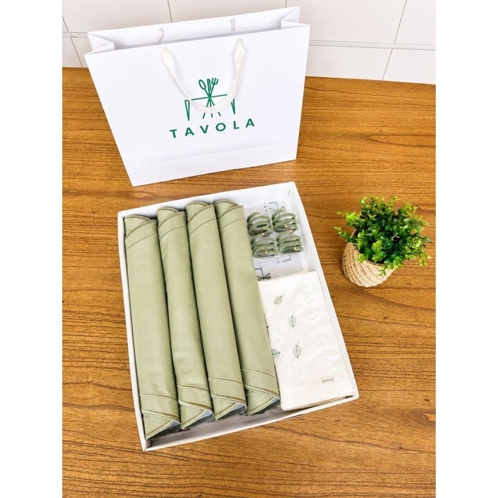 Kit 4 Lugares Couro Ecológico Fendi