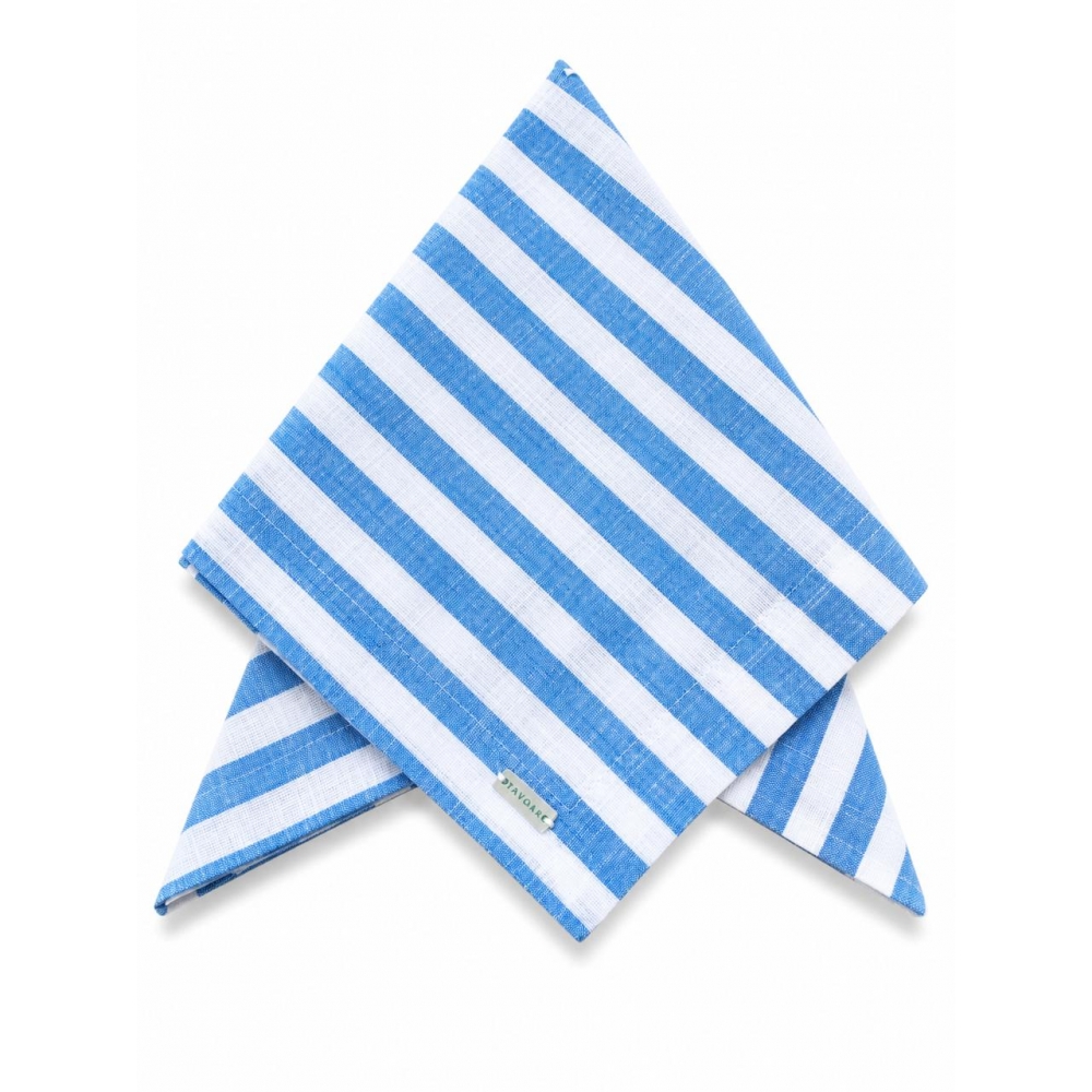 Guardanapo de Algodão Listrado em Azul.