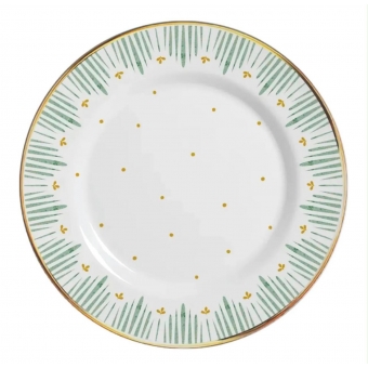 Prato Raso em Cerâmica Donatella com Filete Dourado.