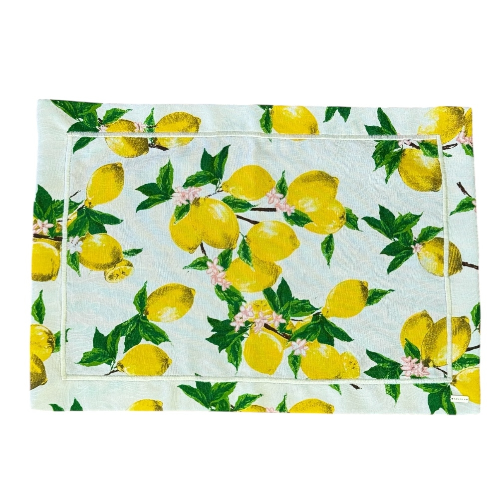 Lugar Americano Estampado Limão Siciliano Fundo Branco