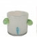 Vaso Vidro Branco com Relevo Azul e Verde 16,5 x 12 cm