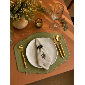 Kit 4 Lugares Couro Ecológico Alecrim