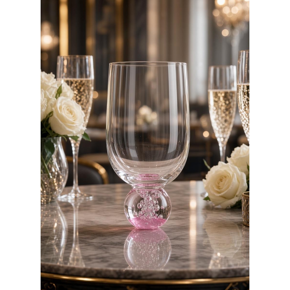 Taça de Vidro Bubblê Rosa
