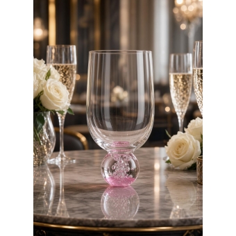 Taça de Vidro Bubblê Rosa