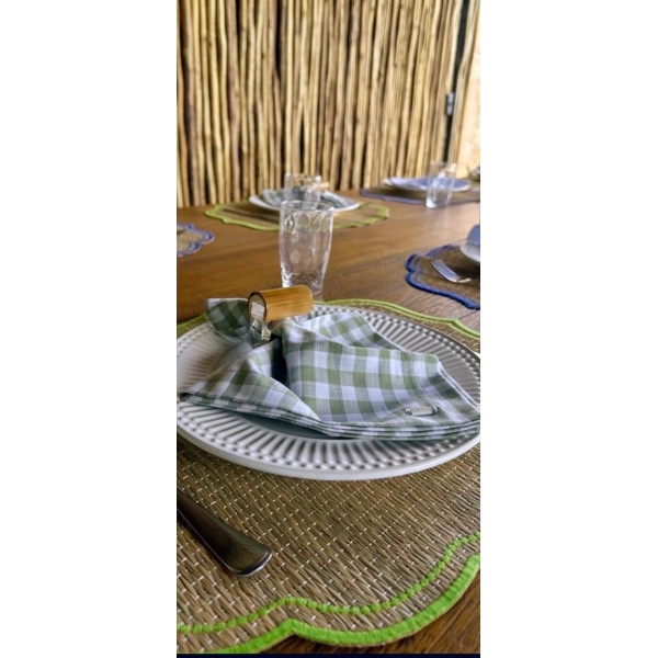 Guardanapo de Algodão Xadrez Italiano Verde