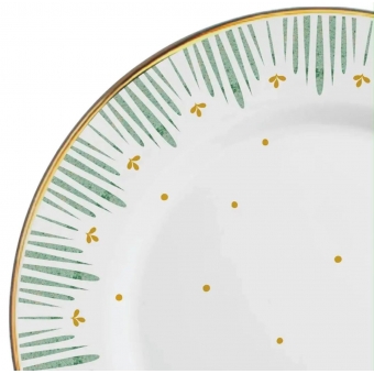 Prato Raso em Cerâmica Donatella com Filete Dourado.