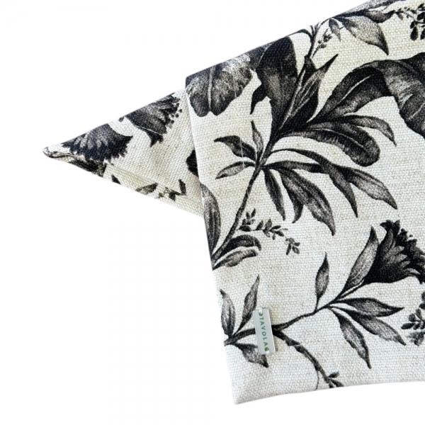 Guardanapo de Linho Floral Preto