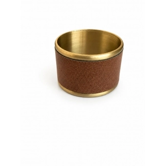 Porta Guardanapo Metal Dourado Revestido em Couro
