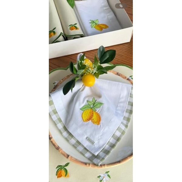 Guardanapo de Algodão Bordado Limão Siciliano