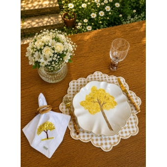 Prato Raso Ipê Amarelo Filete Dourado