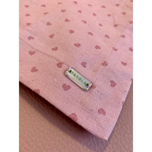 Guardanapo de Linho Rosa com Corações