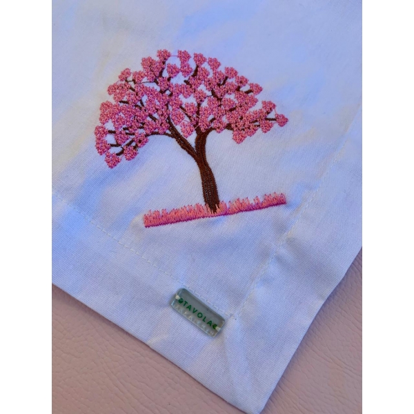 Guardanapo de Algodão Bordado Ipê Rosa
