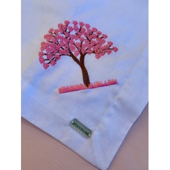 Guardanapo de Algodão Bordado Ipê Rosa