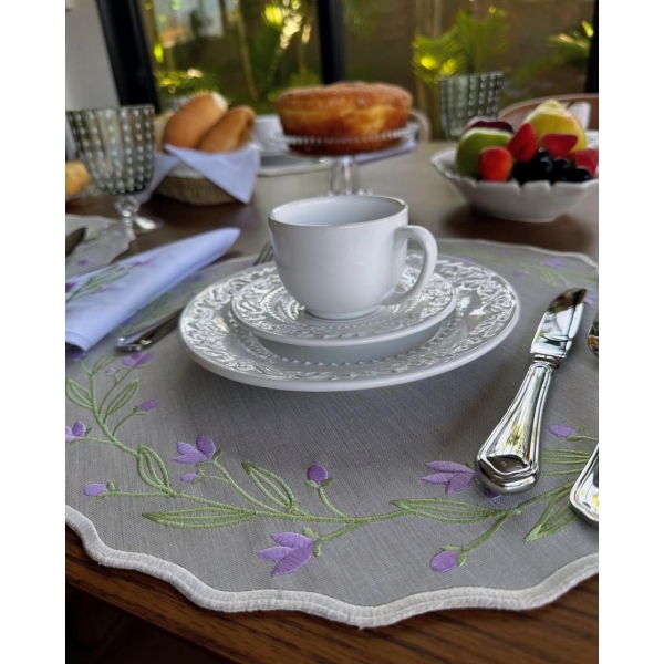 Lugar Americano Impermeável com Bordados Tulipas