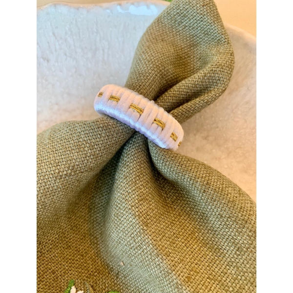 Porta Guardanapo Argola Branco e Dourado